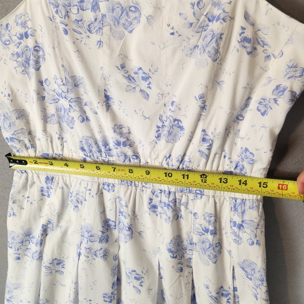 Hyacinth House Tuckernuck Dress Women's L White Blue Floral Chintz Teagan Midi - Picture 7 of 10